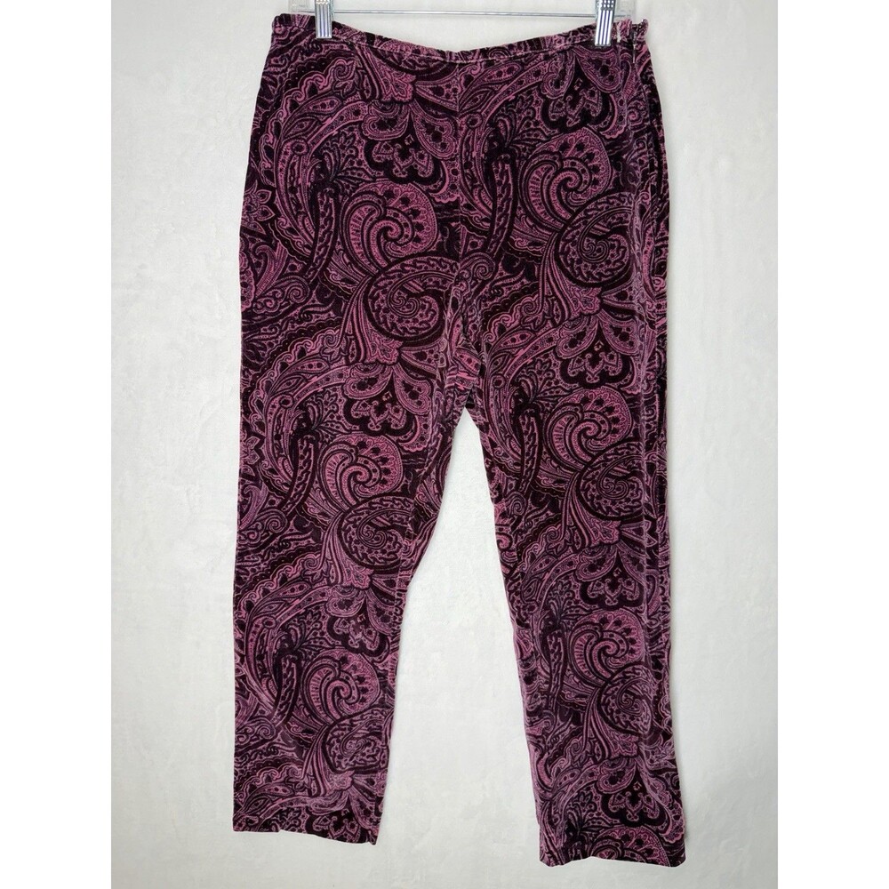 Vintage Casual Corner Y2K Velvet Paisley Pants Pink Purple Indie Sleaze Boho 8